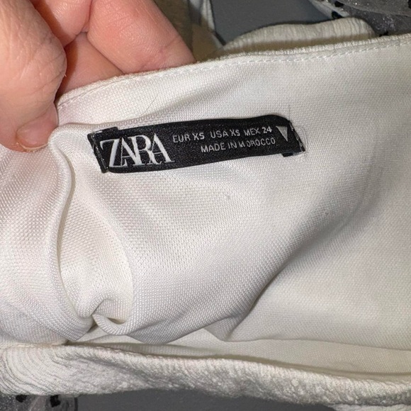 Zara White Top with Sheer Polka Dot Sleeves - Picture 7 of 9